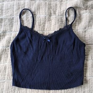 Urban Outfitters Dark Blue Camisole with Lace Accent